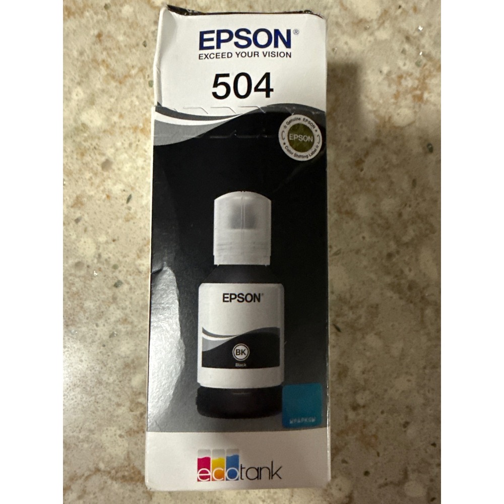 Epson 504 Black EcoTank Ink Bottle T504120 127ml Claria ET Pigment Ink New
